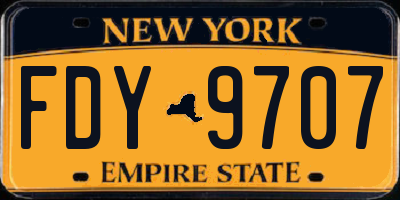 NY license plate FDY9707