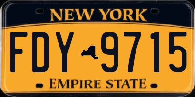 NY license plate FDY9715
