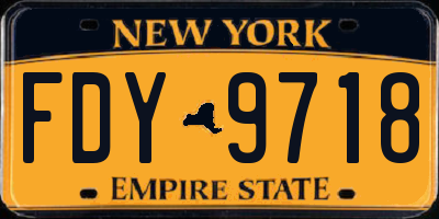 NY license plate FDY9718