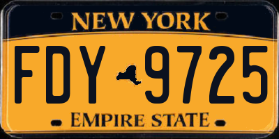 NY license plate FDY9725