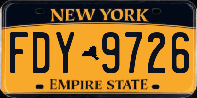 NY license plate FDY9726