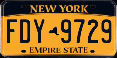 NY license plate FDY9729