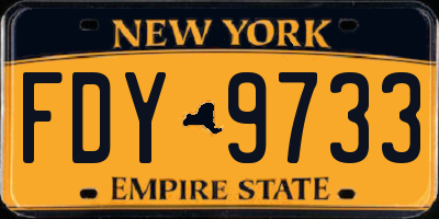 NY license plate FDY9733