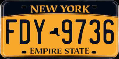 NY license plate FDY9736