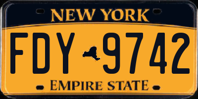 NY license plate FDY9742