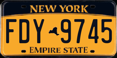 NY license plate FDY9745