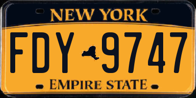 NY license plate FDY9747