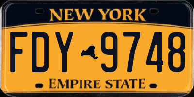 NY license plate FDY9748