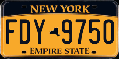 NY license plate FDY9750