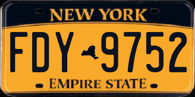 NY license plate FDY9752