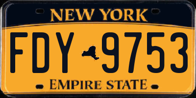NY license plate FDY9753
