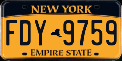 NY license plate FDY9759