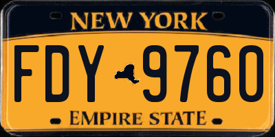 NY license plate FDY9760