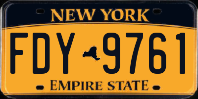 NY license plate FDY9761