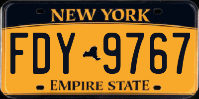 NY license plate FDY9767