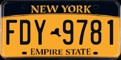 NY license plate FDY9781