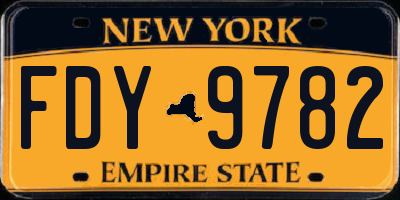 NY license plate FDY9782