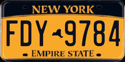NY license plate FDY9784