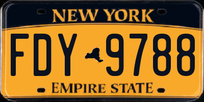 NY license plate FDY9788