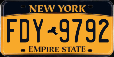 NY license plate FDY9792