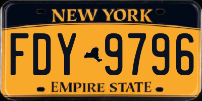 NY license plate FDY9796