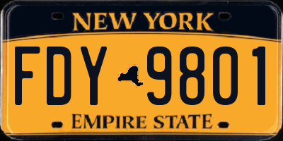 NY license plate FDY9801