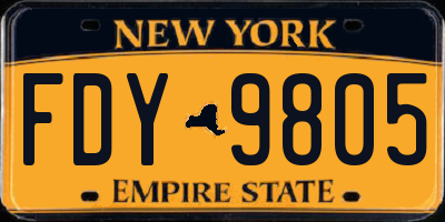 NY license plate FDY9805