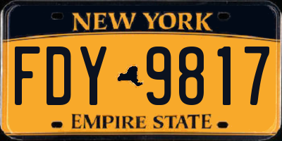 NY license plate FDY9817