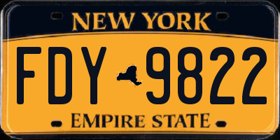 NY license plate FDY9822