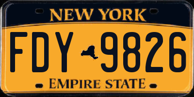 NY license plate FDY9826