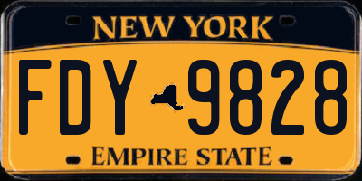 NY license plate FDY9828