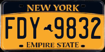 NY license plate FDY9832