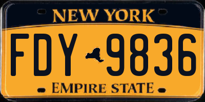 NY license plate FDY9836