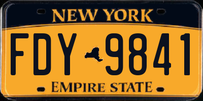 NY license plate FDY9841