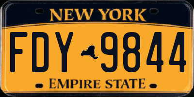 NY license plate FDY9844