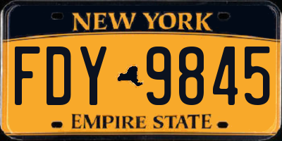 NY license plate FDY9845
