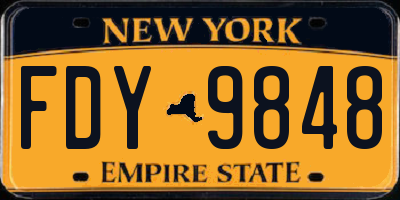 NY license plate FDY9848