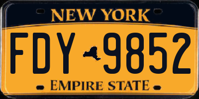 NY license plate FDY9852