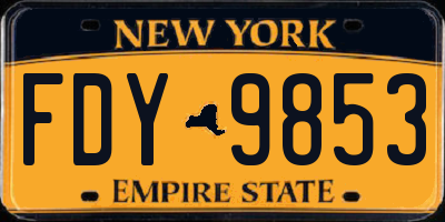 NY license plate FDY9853