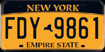 NY license plate FDY9861