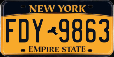 NY license plate FDY9863