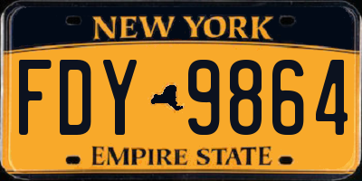 NY license plate FDY9864