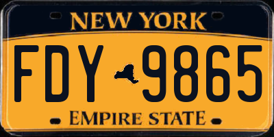 NY license plate FDY9865