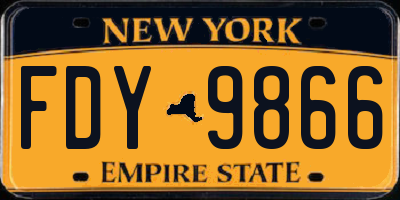 NY license plate FDY9866