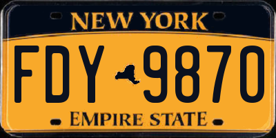 NY license plate FDY9870