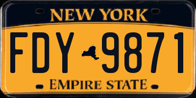 NY license plate FDY9871