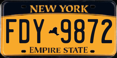 NY license plate FDY9872