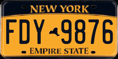 NY license plate FDY9876