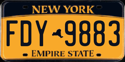 NY license plate FDY9883