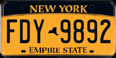 NY license plate FDY9892